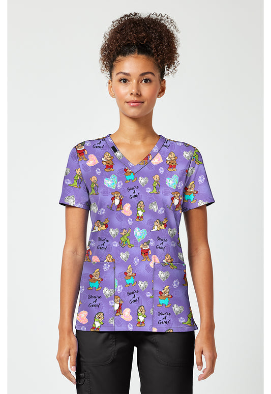 Tooniforms TF796 Women's Print V-Neck Scrub Top My Little Gem