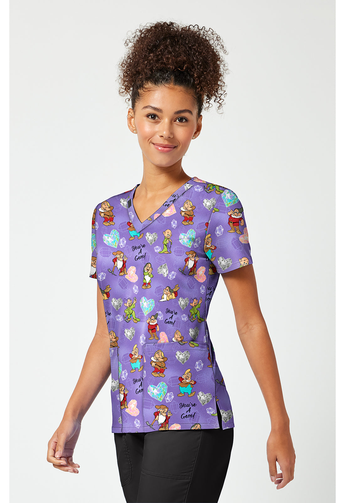 Tooniforms TF796 Women's Print V-Neck Scrub Top My Little Gem