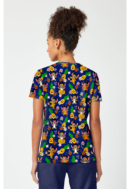 Tooniforms TF796 Women's Print V-Neck Scrub Top Spooky Island