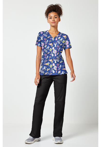 Tooniforms TF796 Women's Print V-Neck Scrub Top Collegiate Stitch