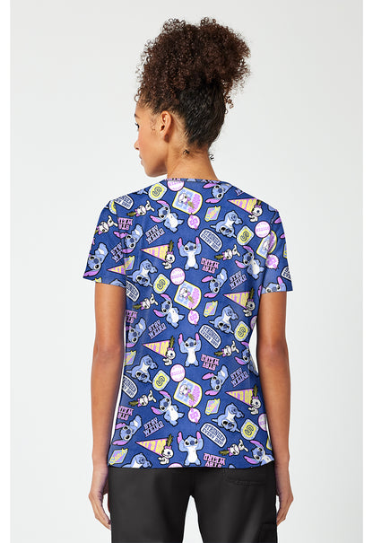 Tooniforms TF796 Women's Print V-Neck Scrub Top Collegiate Stitch