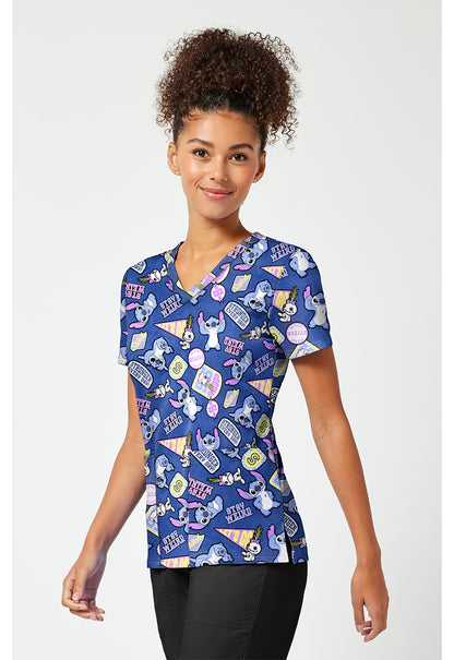 Tooniforms TF796 Women's Print V-Neck Scrub Top Collegiate Stitch