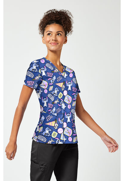 Tooniforms TF796 Women's Print V-Neck Scrub Top Collegiate Stitch