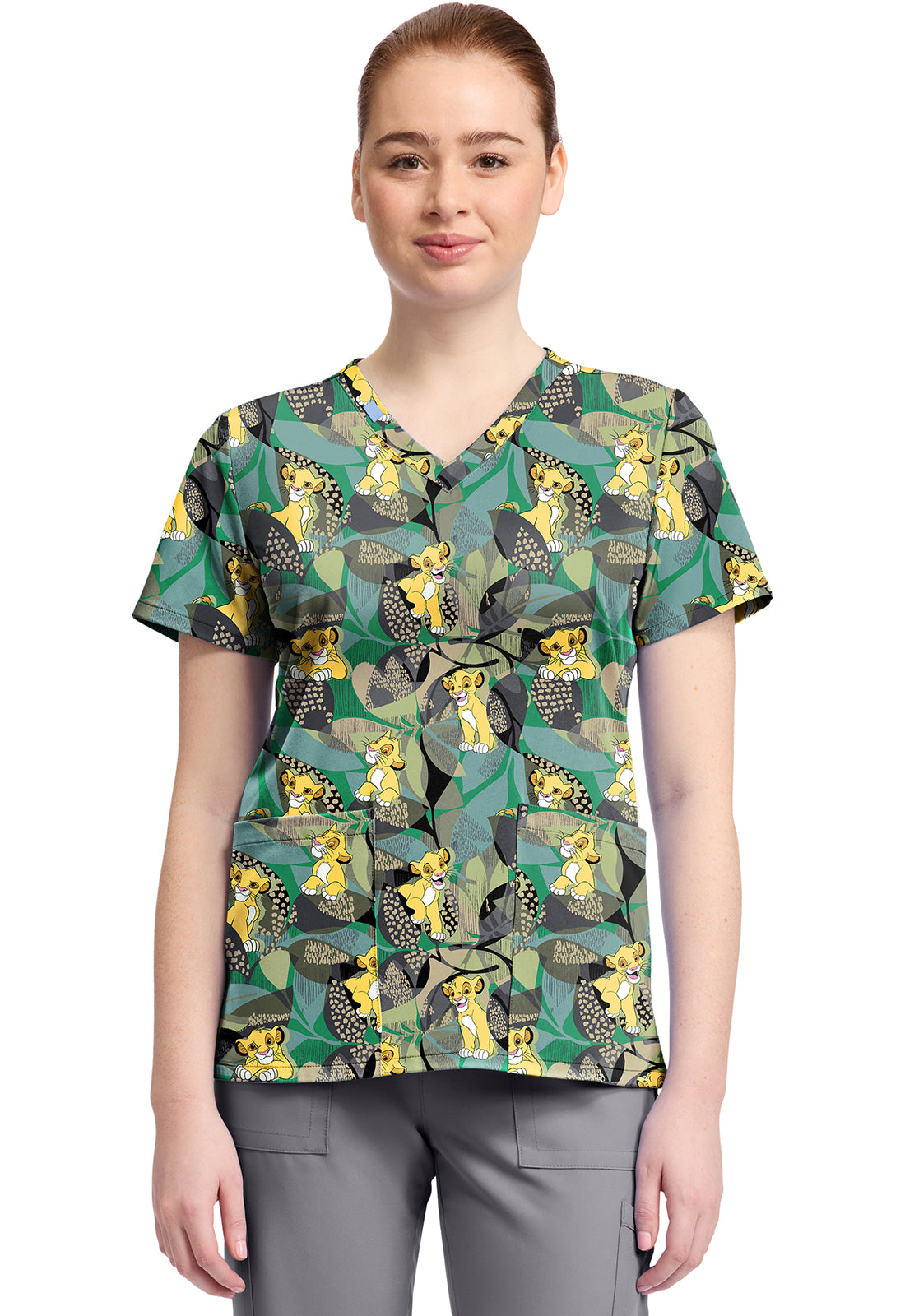 Tooniforms TF796 Print V-Neck Top Tropical Roar