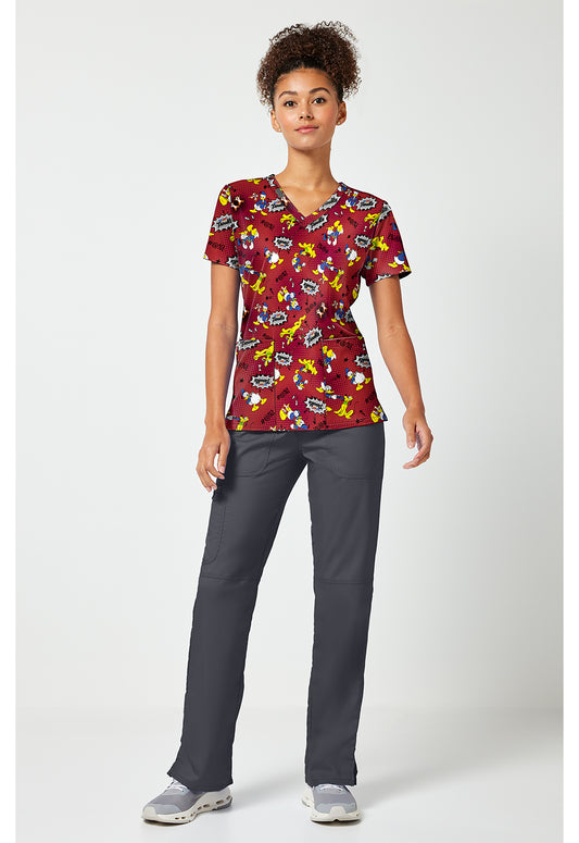 Tooniforms TF796 Women's Print V-Neck Scrub Top Ulti-Mutt Trouble