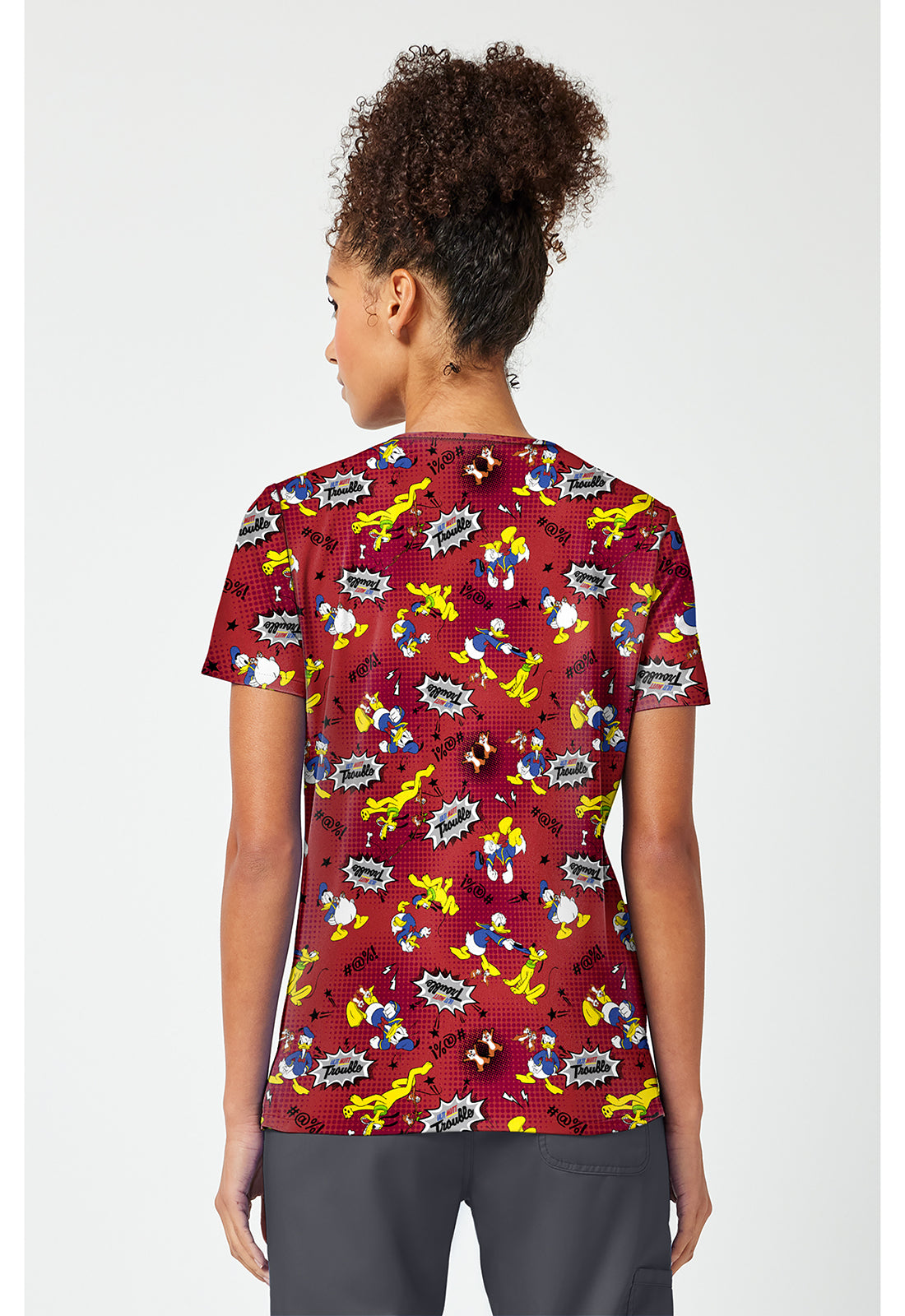 Tooniforms TF796 Women's Print V-Neck Scrub Top Ulti-Mutt Trouble