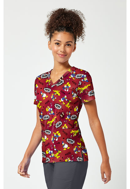 Tooniforms TF796 Women's Print V-Neck Scrub Top Ulti-Mutt Trouble