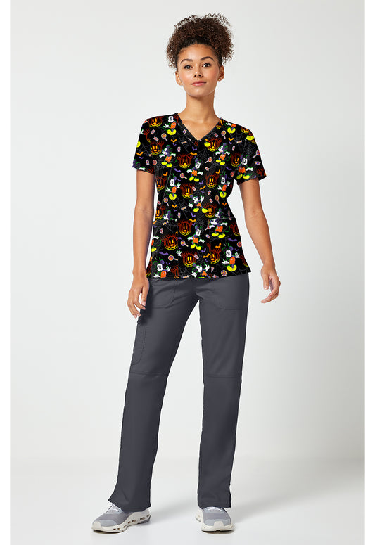 Tooniforms TF796 Women's Print V-Neck Scrub Top Spooky Webs