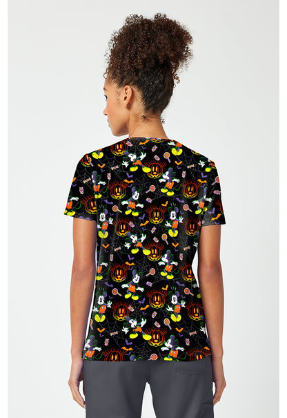 Tooniforms TF796 Women's Print V-Neck Scrub Top Spooky Webs