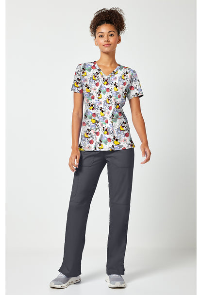 Tooniforms TF796 Women's Print V-Neck Scrub Top Minnie Happy Place