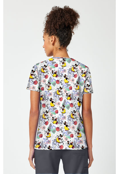 Tooniforms TF796 Women's Print V-Neck Scrub Top Minnie Happy Place