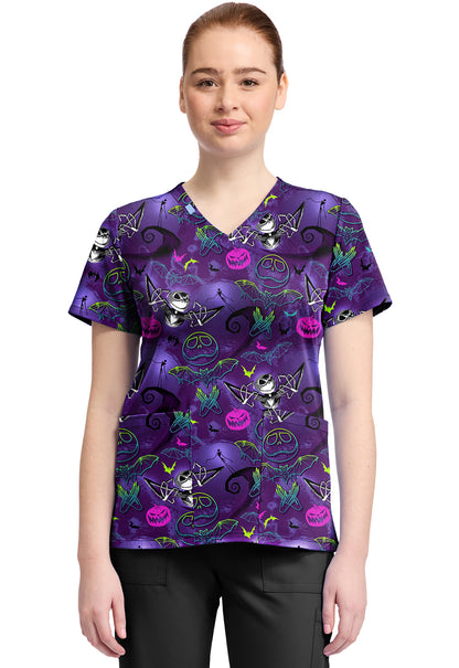 Tooniforms TF796 Print V-Neck Top Ghost-Like Charm
