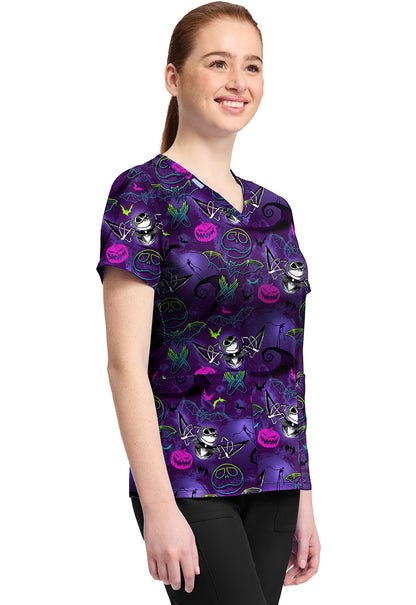 Tooniforms TF796 Print V-Neck Top Ghost-Like Charm