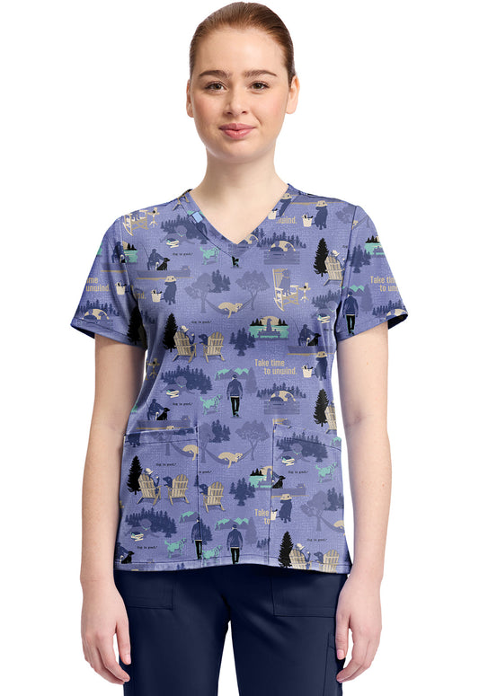 Tooniforms TF796 Women's Print V-Neck Scrub Top image 1