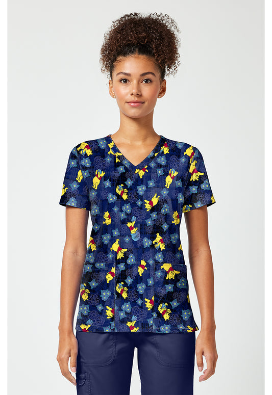 Tooniforms TF796 Women's Print V-Neck Scrub Top Plaid Petals