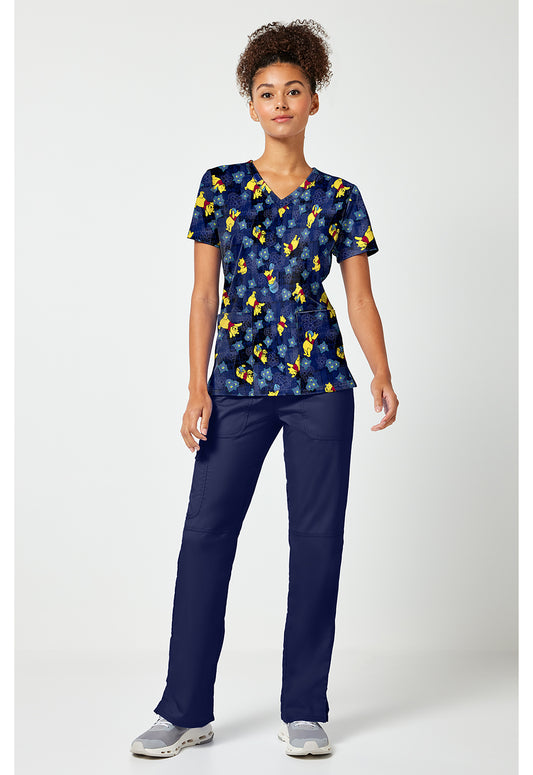Tooniforms TF796 Women's Print V-Neck Scrub Top Plaid Petals
