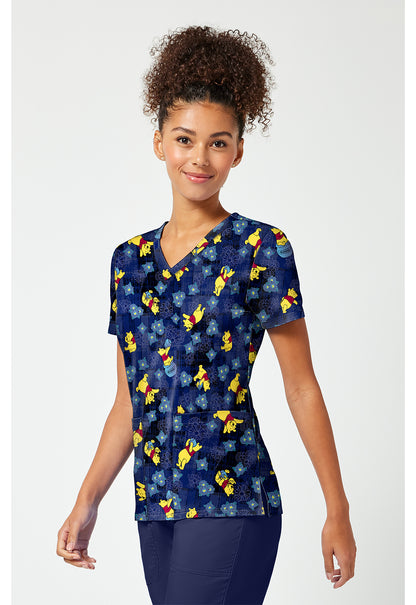 Tooniforms TF796 Women's Print V-Neck Scrub Top Plaid Petals