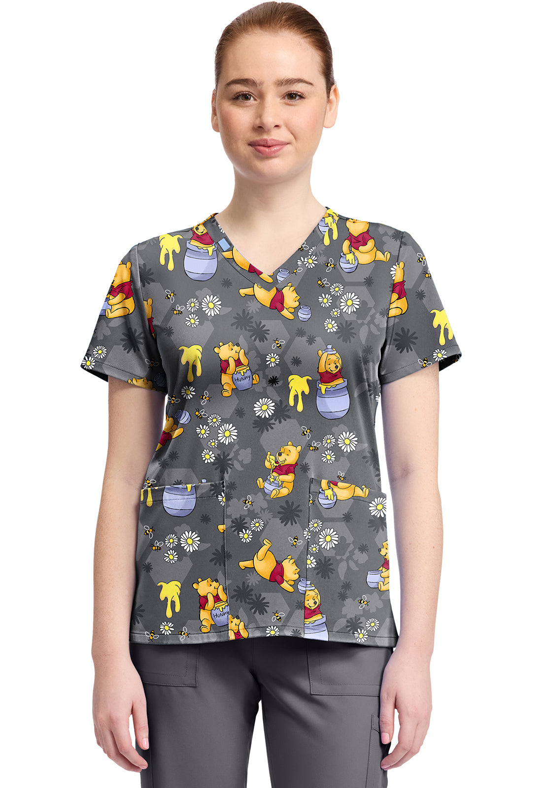 Tooniforms TF796 Print V-Neck Top Honey Business