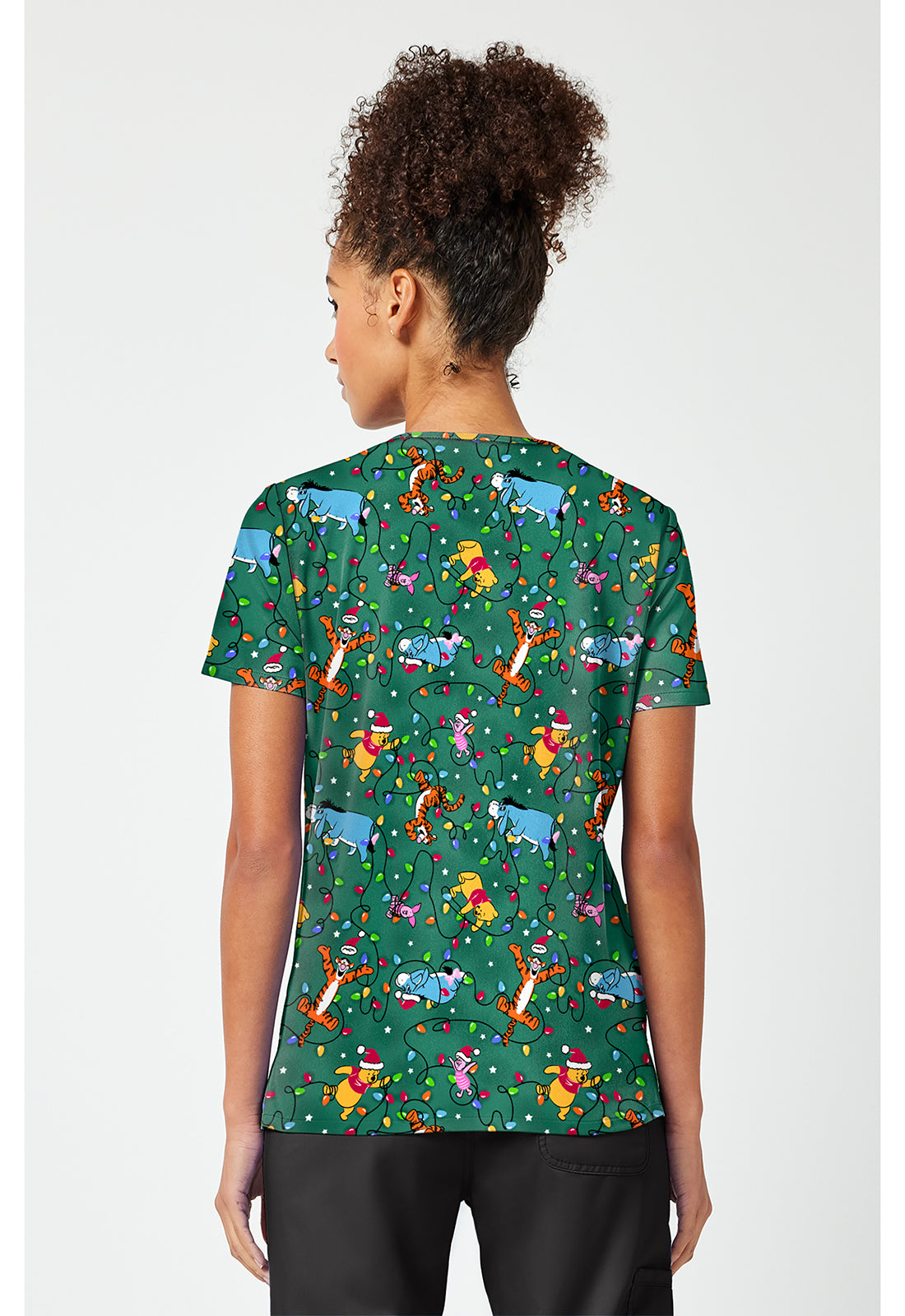 Tooniforms TF796 Women's Print V-Neck Scrub Top Holiday Helpers