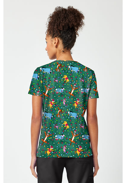 Tooniforms TF796 Women's Print V-Neck Scrub Top Holiday Helpers