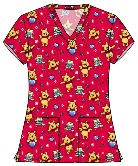 Tooniforms TF796 Print V-Neck Top You Say Honey