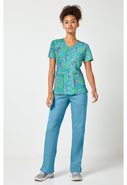 Tooniforms TF796 Women's Print V-Neck Scrub Top Eeyore Rain Or Shine