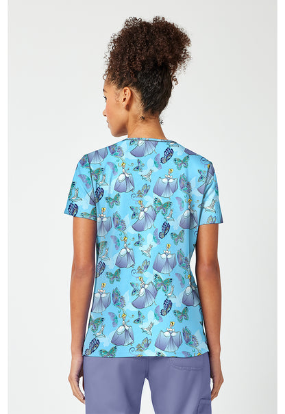 Tooniforms TF796 Women's Print V-Neck Scrub Top Cinderella Flight