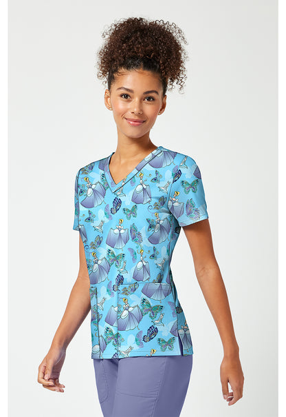 Tooniforms TF796 Women's Print V-Neck Scrub Top Cinderella Flight