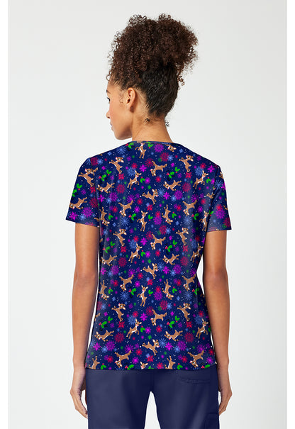 Tooniforms TF796 Women's Print V-Neck Scrub Top Nose So Bright