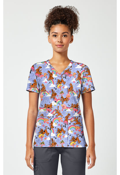 Tooniforms TF796 Women's Print V-Neck Scrub Top I Found A Clue