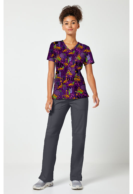 Tooniforms TF796 Women's Print V-Neck Scrub Top Monster Chase