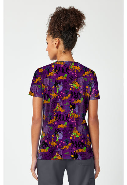 Tooniforms TF796 Women's Print V-Neck Scrub Top Monster Chase
