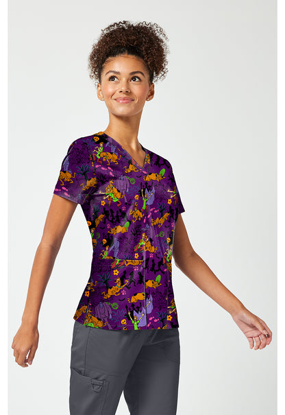 Tooniforms TF796 Women's Print V-Neck Scrub Top Monster Chase