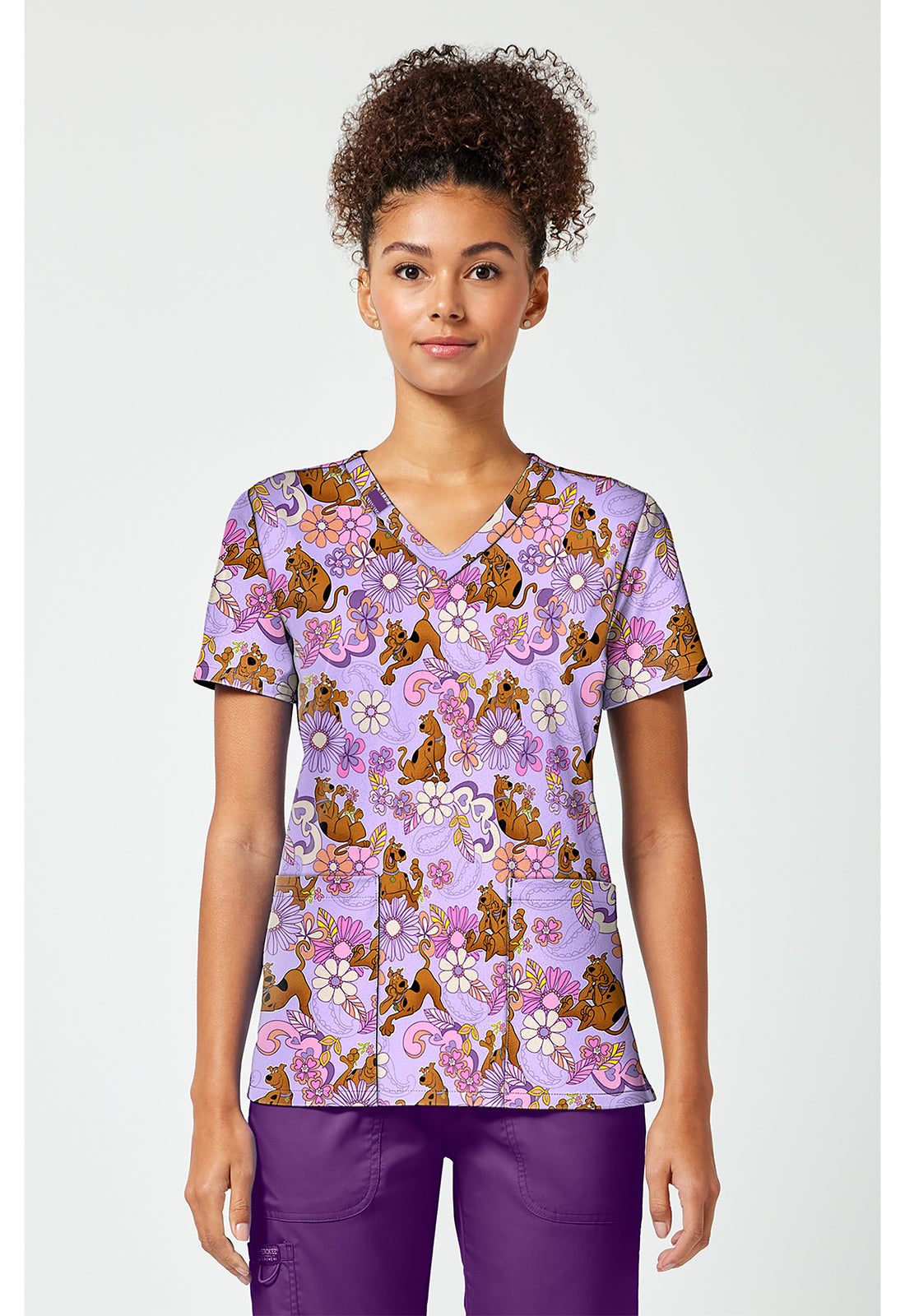 Tooniforms TF796 Women's Print V-Neck Scrub Top Mystery Garden
