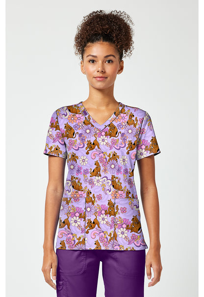 Tooniforms TF796 Women's Print V-Neck Scrub Top Mystery Garden