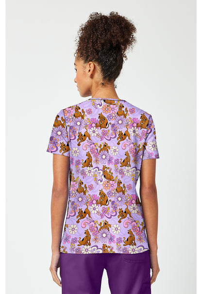Tooniforms TF796 Women's Print V-Neck Scrub Top Mystery Garden
