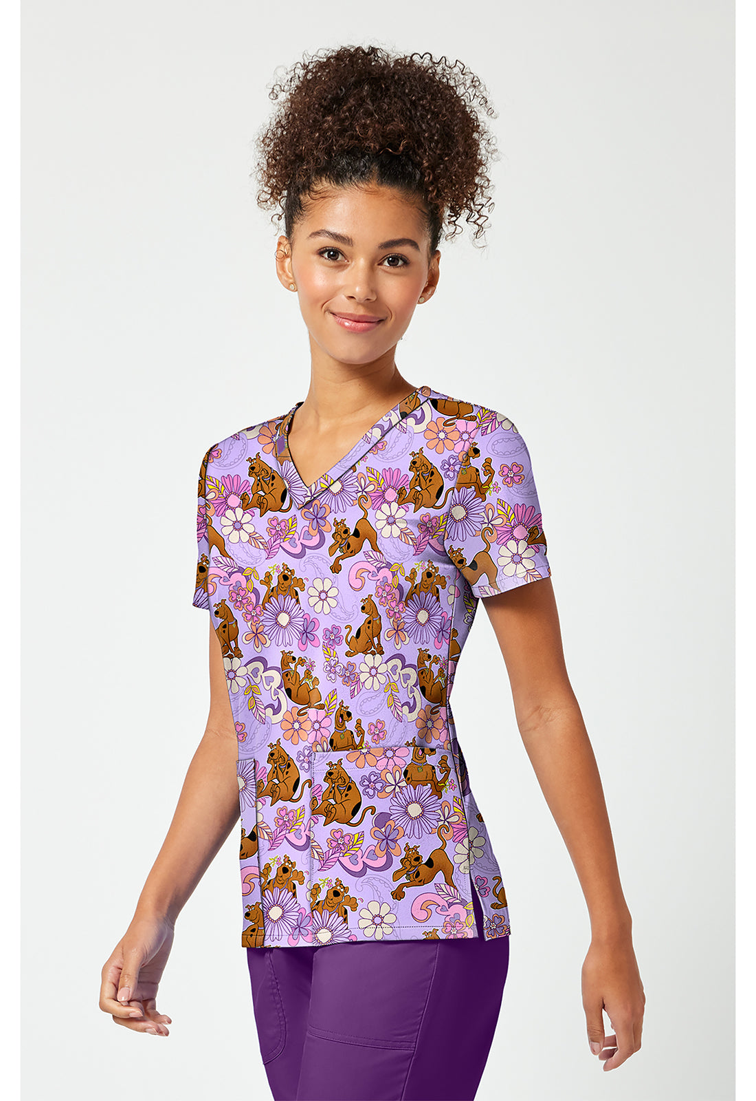 Tooniforms TF796 Women's Print V-Neck Scrub Top Mystery Garden