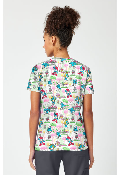 Tooniforms TF796 Women's Print V-Neck Scrub Top Good Day Feeling