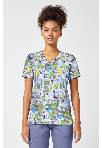 Tooniforms TF796 Women's Print V-Neck Scrub Top Doodle Days