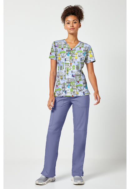Tooniforms TF796 Women's Print V-Neck Scrub Top Doodle Days