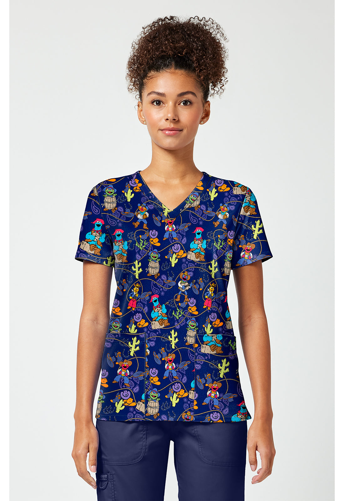 Tooniforms TF796 Women's Print V-Neck Scrub Top Wild And Furry