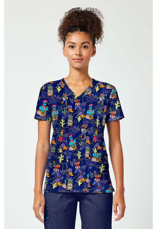 Tooniforms TF796 Women's Print V-Neck Scrub Top Wild And Furry