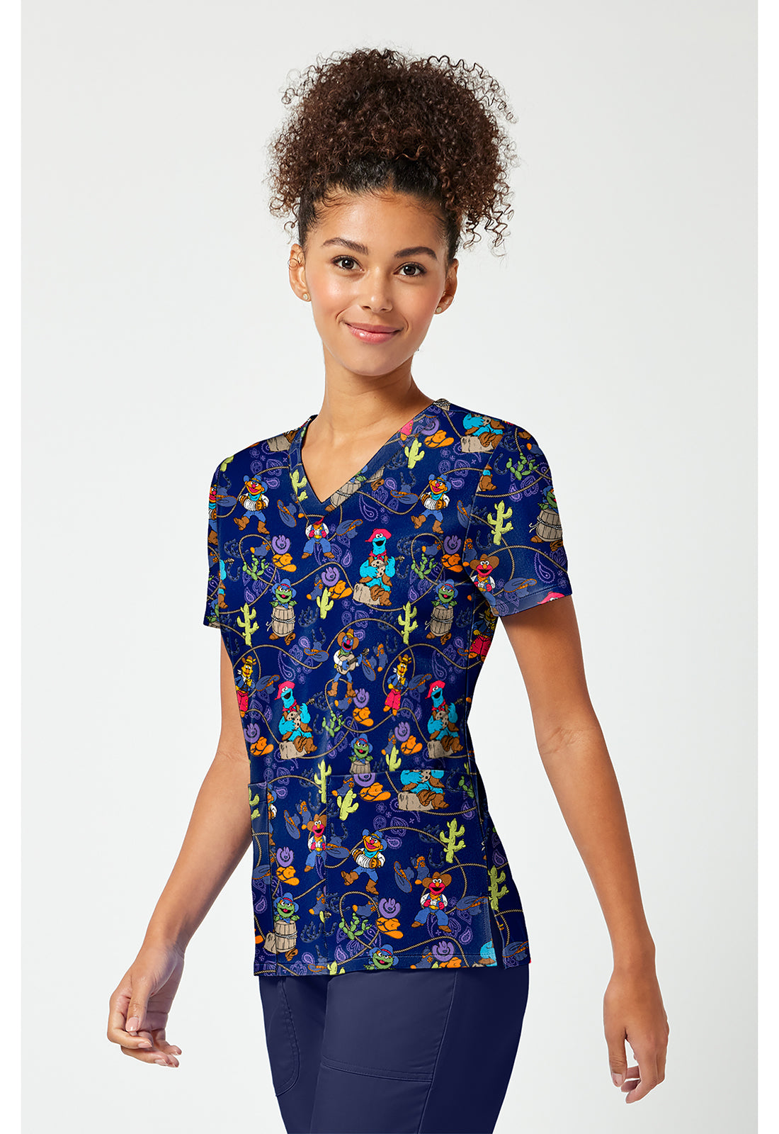 Tooniforms TF796 Women's Print V-Neck Scrub Top Wild And Furry