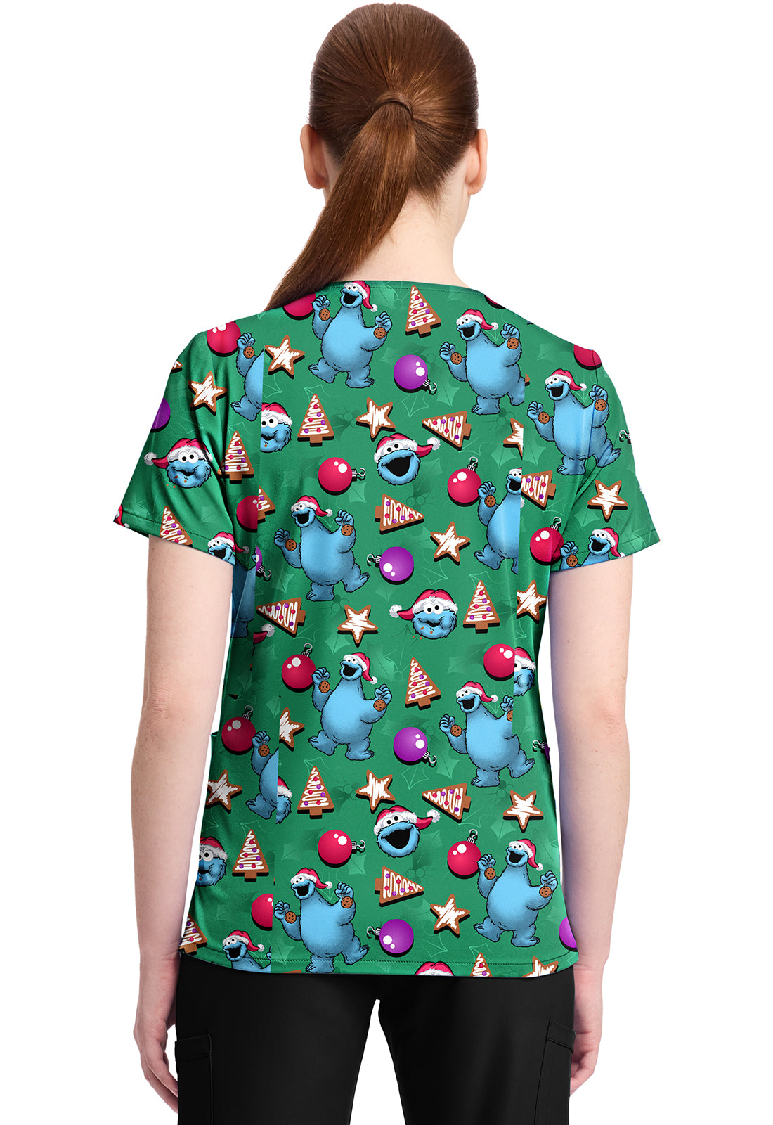 Tooniforms TF796 Print V-Neck Top Christmas Cookie