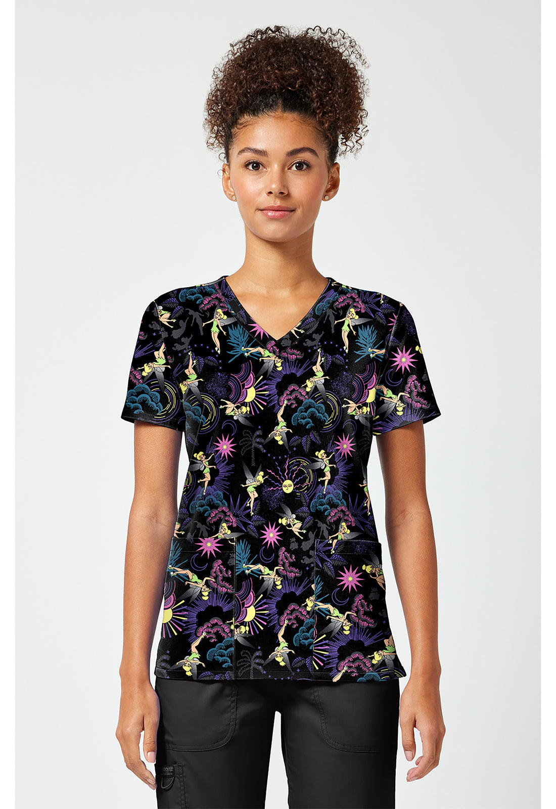 Tooniforms TF796 Women's Print V-Neck Scrub Top Celestial Tropics