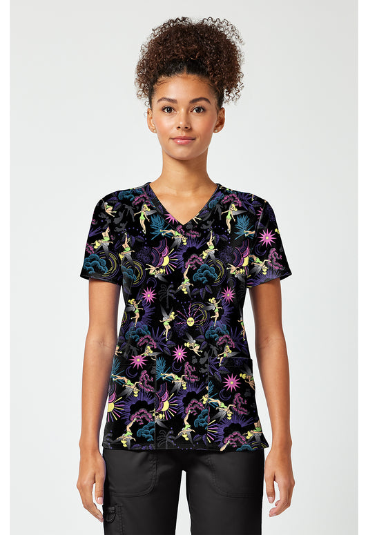 Tooniforms TF796 Women's Print V-Neck Scrub Top Celestial Tropics