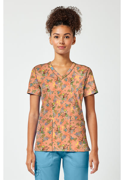 Tooniforms TF796 Women's Print V-Neck Scrub Top Pixie Petals