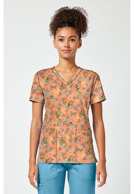 Tooniforms TF796 Women's Print V-Neck Scrub Top Pixie Petals