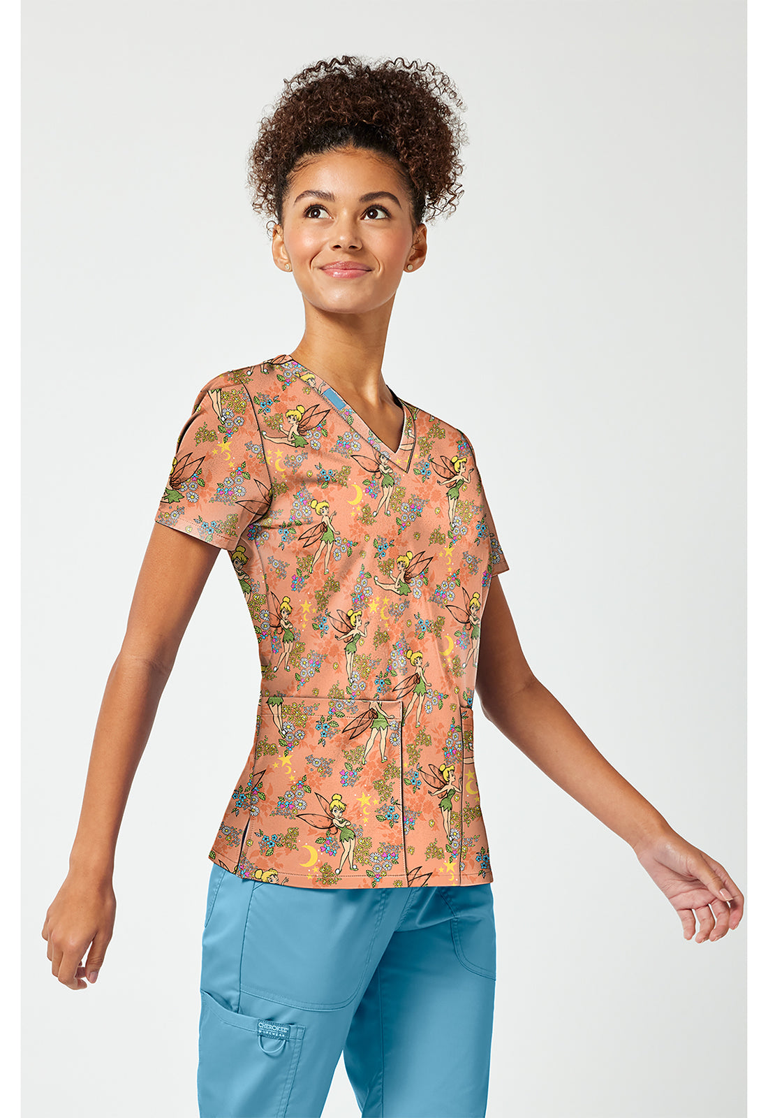 Tooniforms TF796 Women's Print V-Neck Scrub Top Pixie Petals