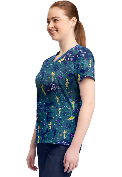 Tooniforms TF796 Print V-Neck Top Tinker Bell Flight